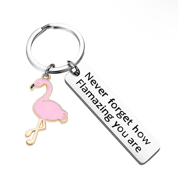NEW, Flamingo Keychain Never Forget How Flamazing You are, various colors - Picture 2 of 4